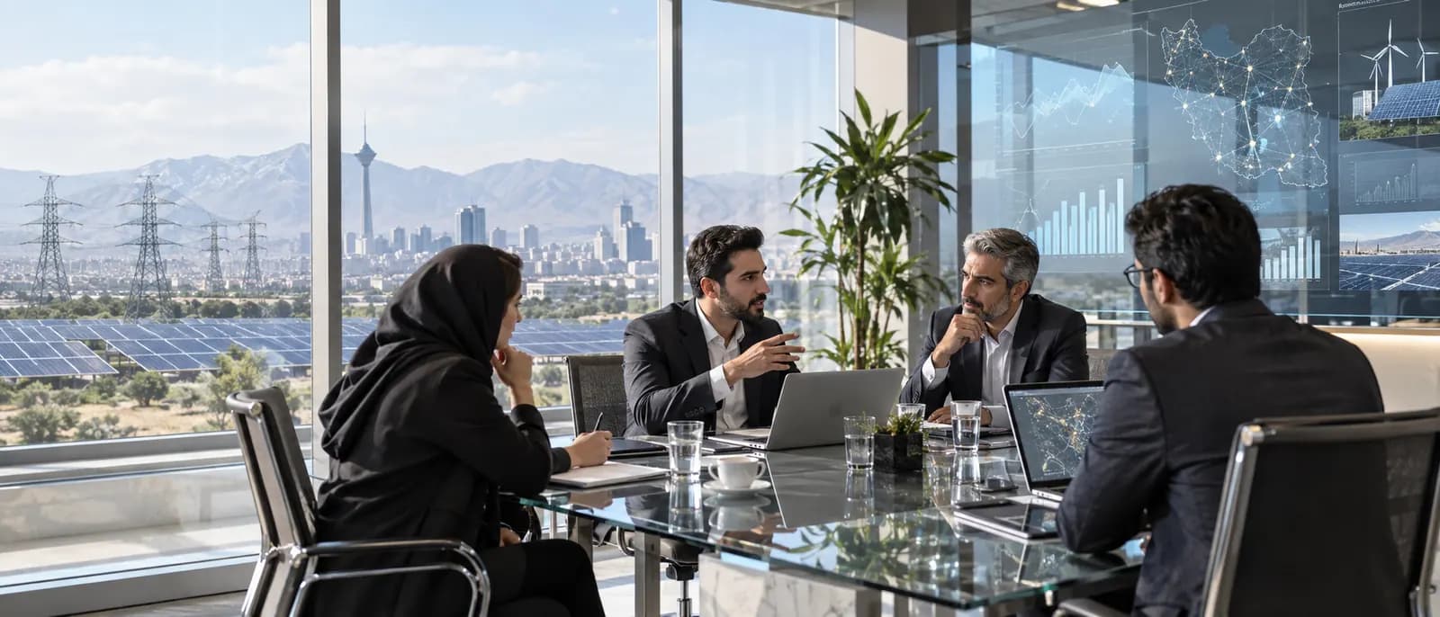 جلسه برنامه‌ریزی تأمین برق کسب‌وکار با نمای شهر و زیرساخت انرژی