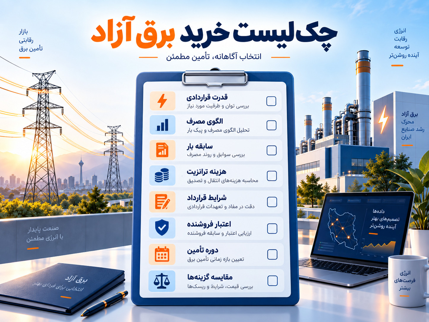 چک لیست ارزیابی خرید برق آزاد برای کارخانه و صنعت