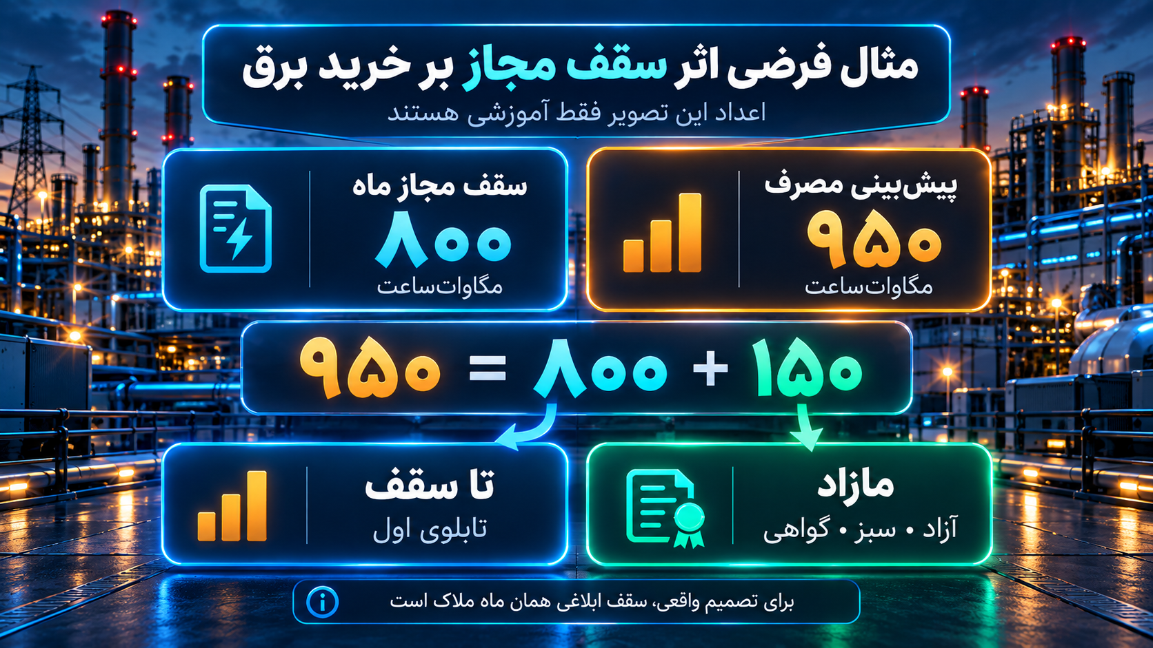 مثال آموزشی اثر سقف مصرف مجاز بر خرید برق